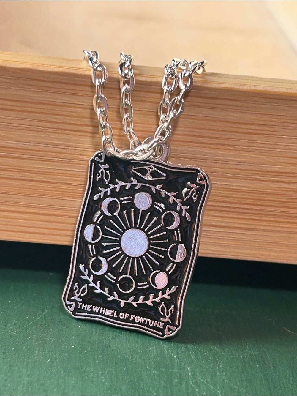 'The Wheel of Fortune' Pendant Necklace - Black Enamel